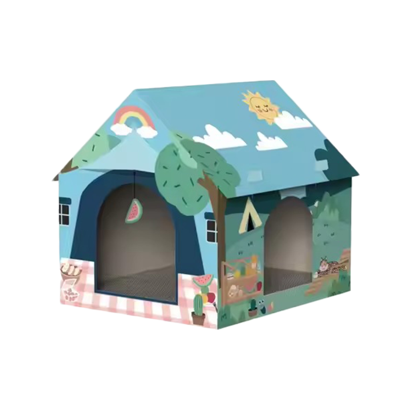 Customized Corrugated Cardboard Cat House Box Easy Assembly Bed & Toy