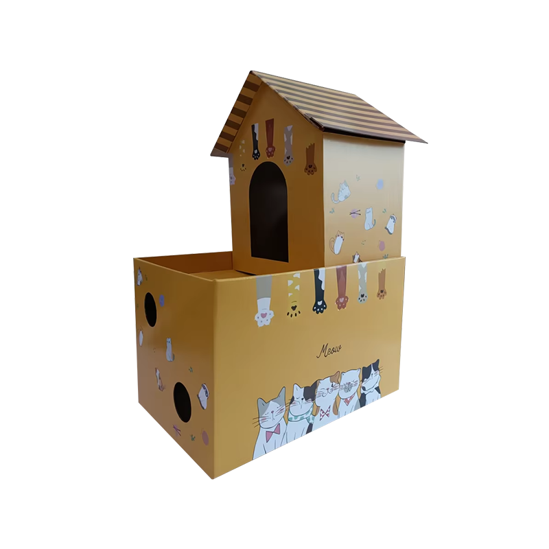 Factory Wholesale Foldable Cardboard Pet House - Spacious & Portable Custom Design for Cats/Dogs