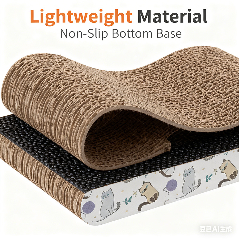 Wave-Shaped Corrugated Cardboard Cat Scratcher