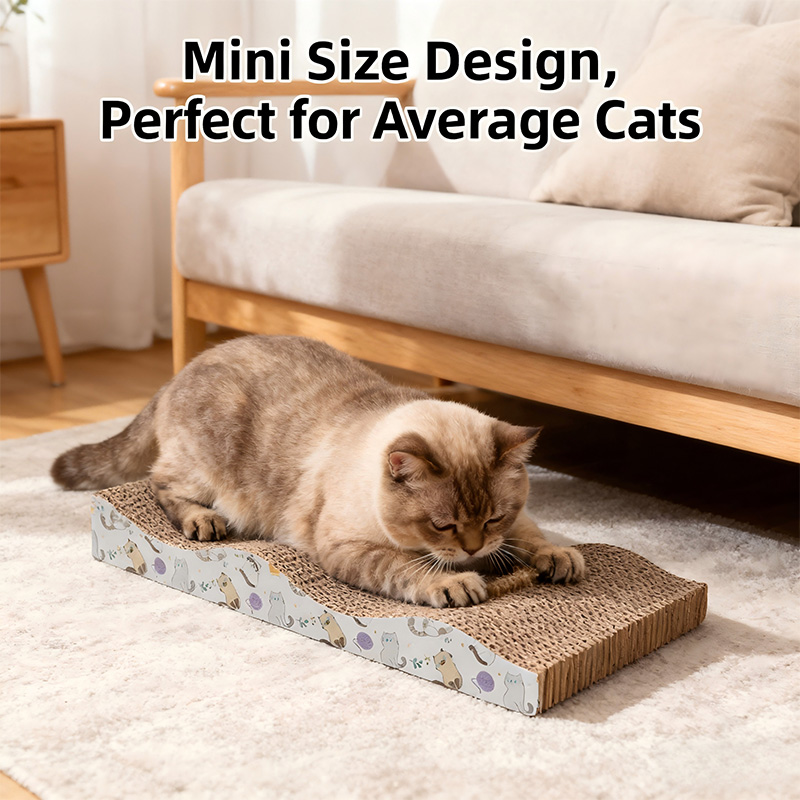 Wave-Shaped Corrugated Cardboard Cat Scratcher