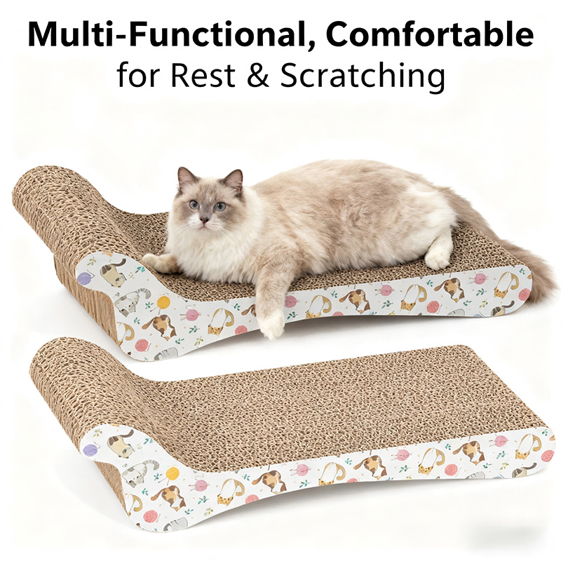 Lounge Chair Type Corrugated Cardboard Cat Scratcher 