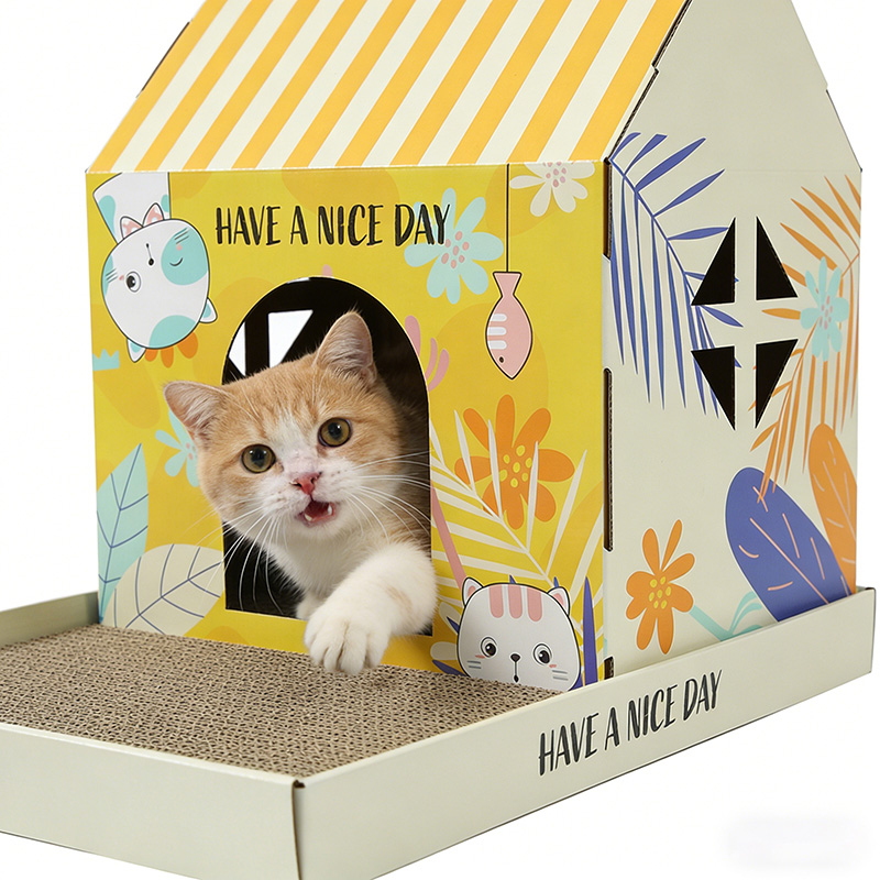 Sunny Purr-fect Cat Cottage with Scratching Tray Sunny Purr-fect Cat Cottage with Scratching Tray