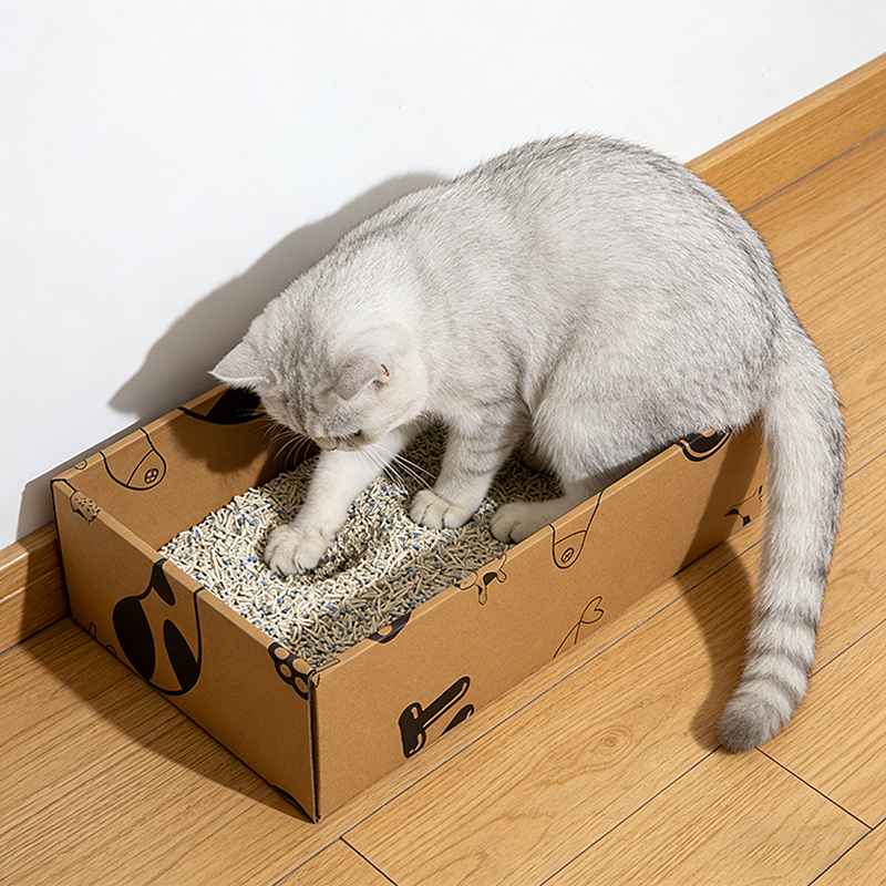 Extra Large 3-in-1 Disposable Cardboard Cat Litter Box