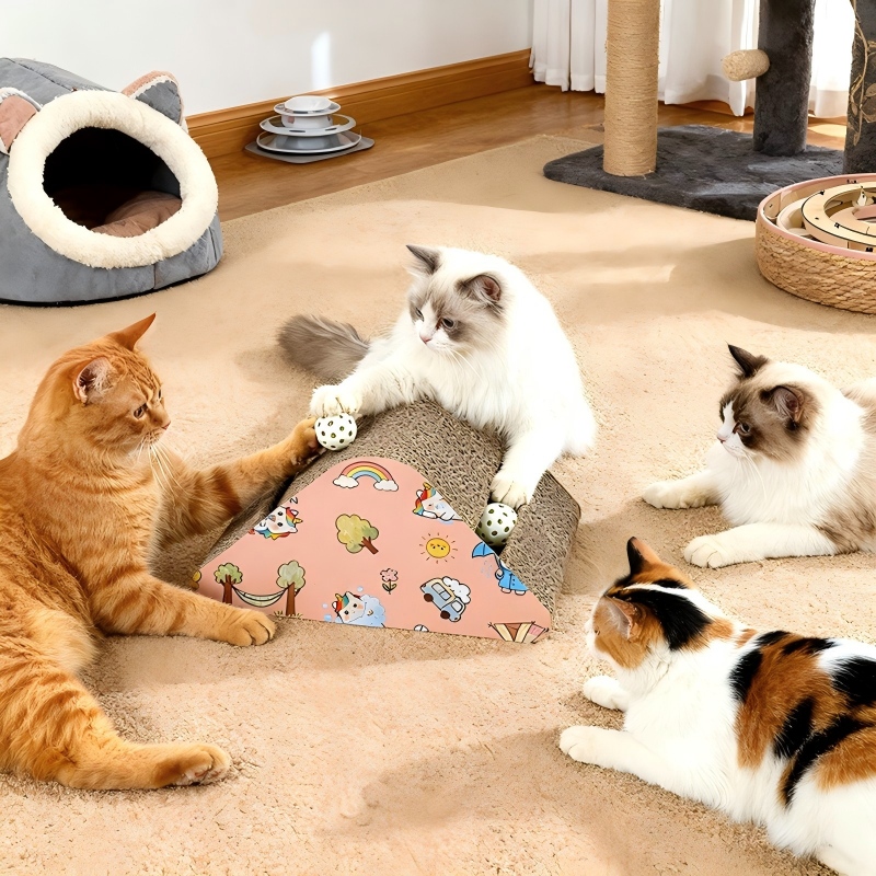 Triangle Bell Corrugated Cardboard Cat Scratcher