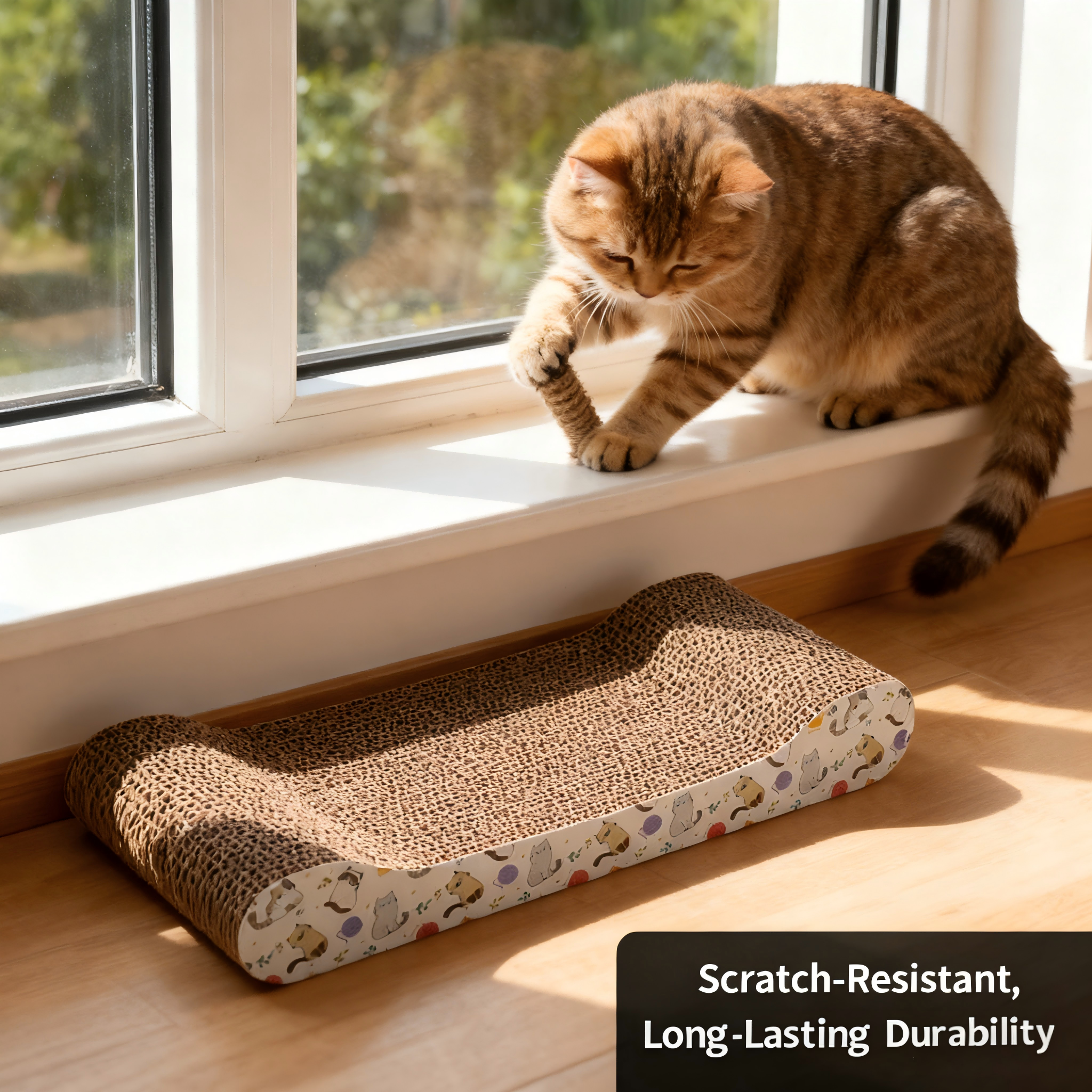 Bone-Shaped Corrugated Cardboard Cat Scratcher 