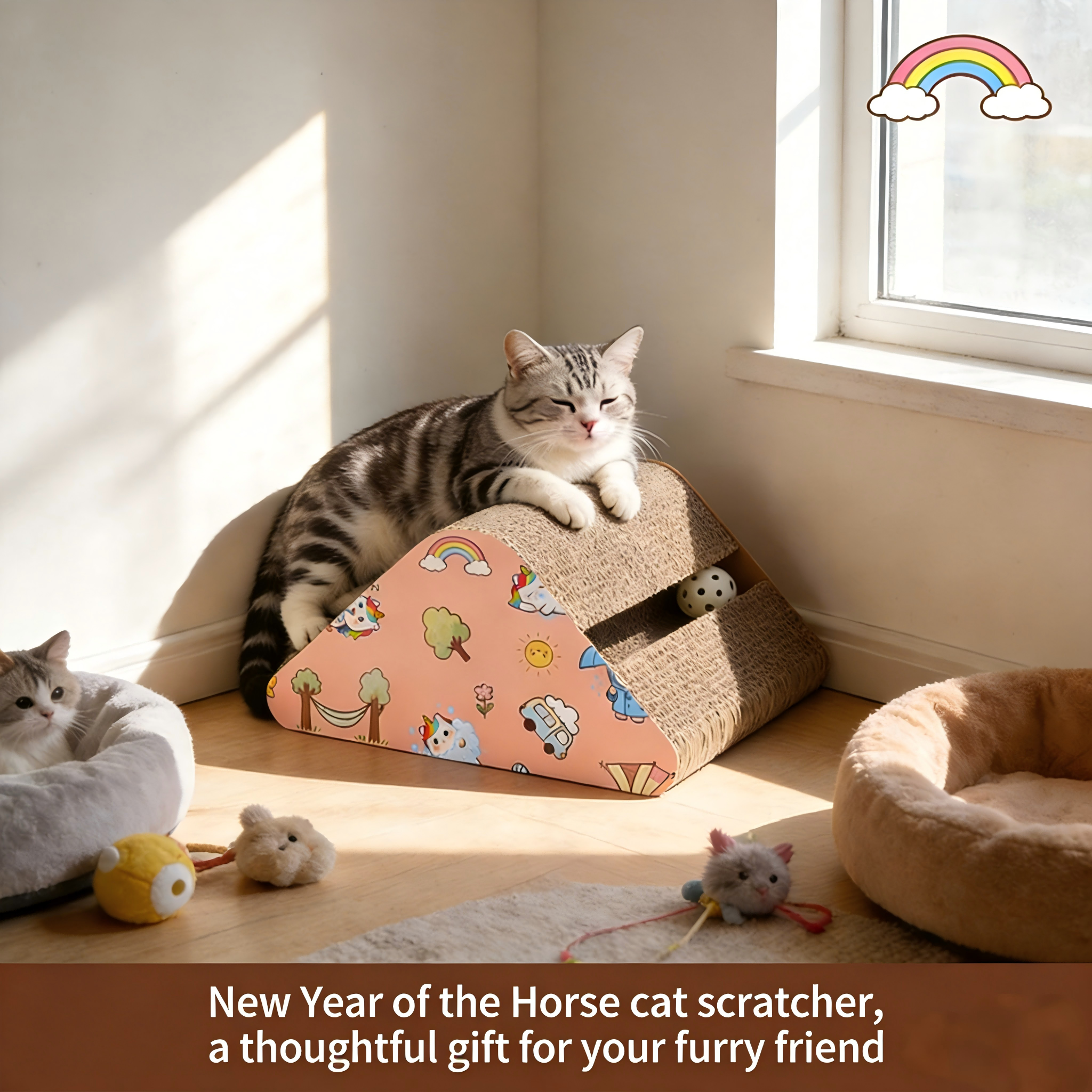 Triangle Bell Corrugated Cardboard Cat Scratcher