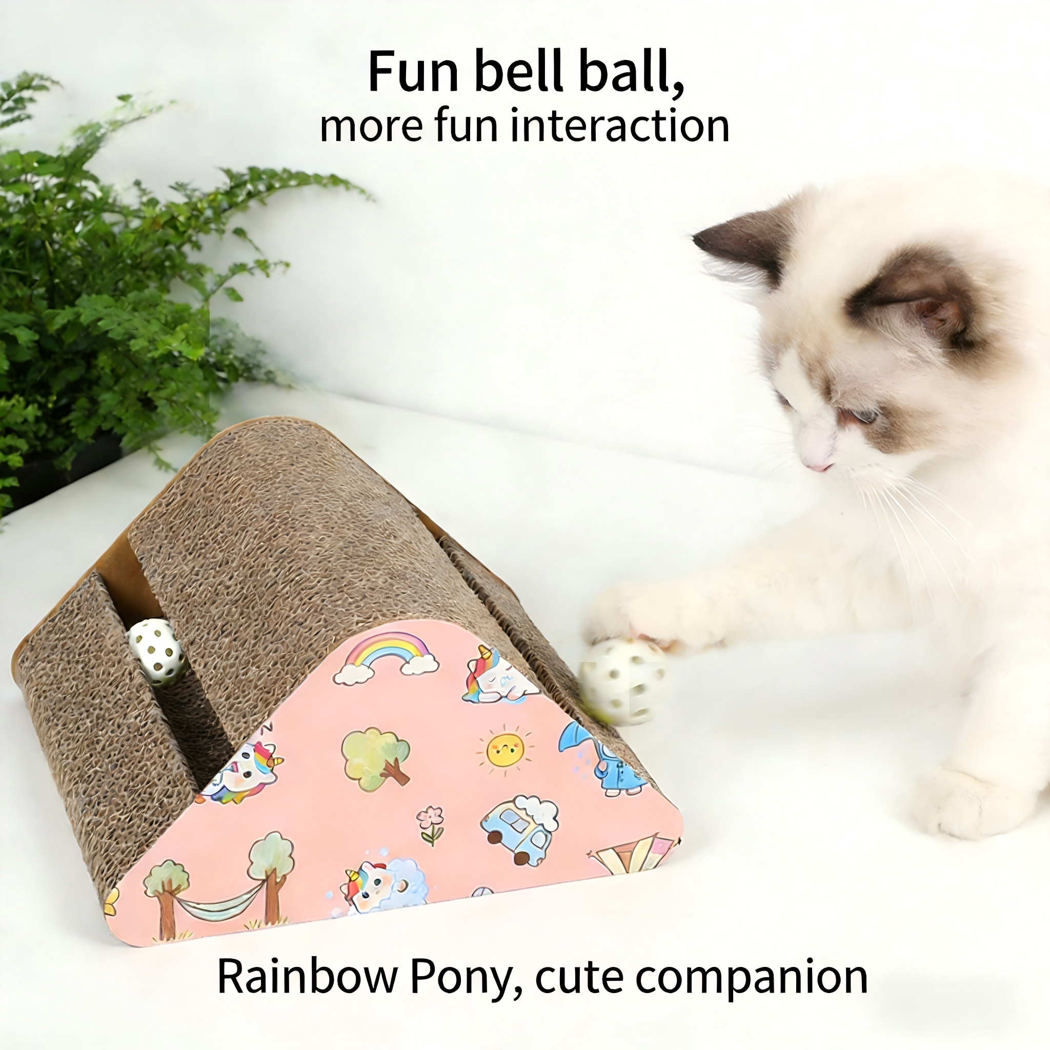 Triangle Bell Corrugated Cardboard Cat Scratcher
