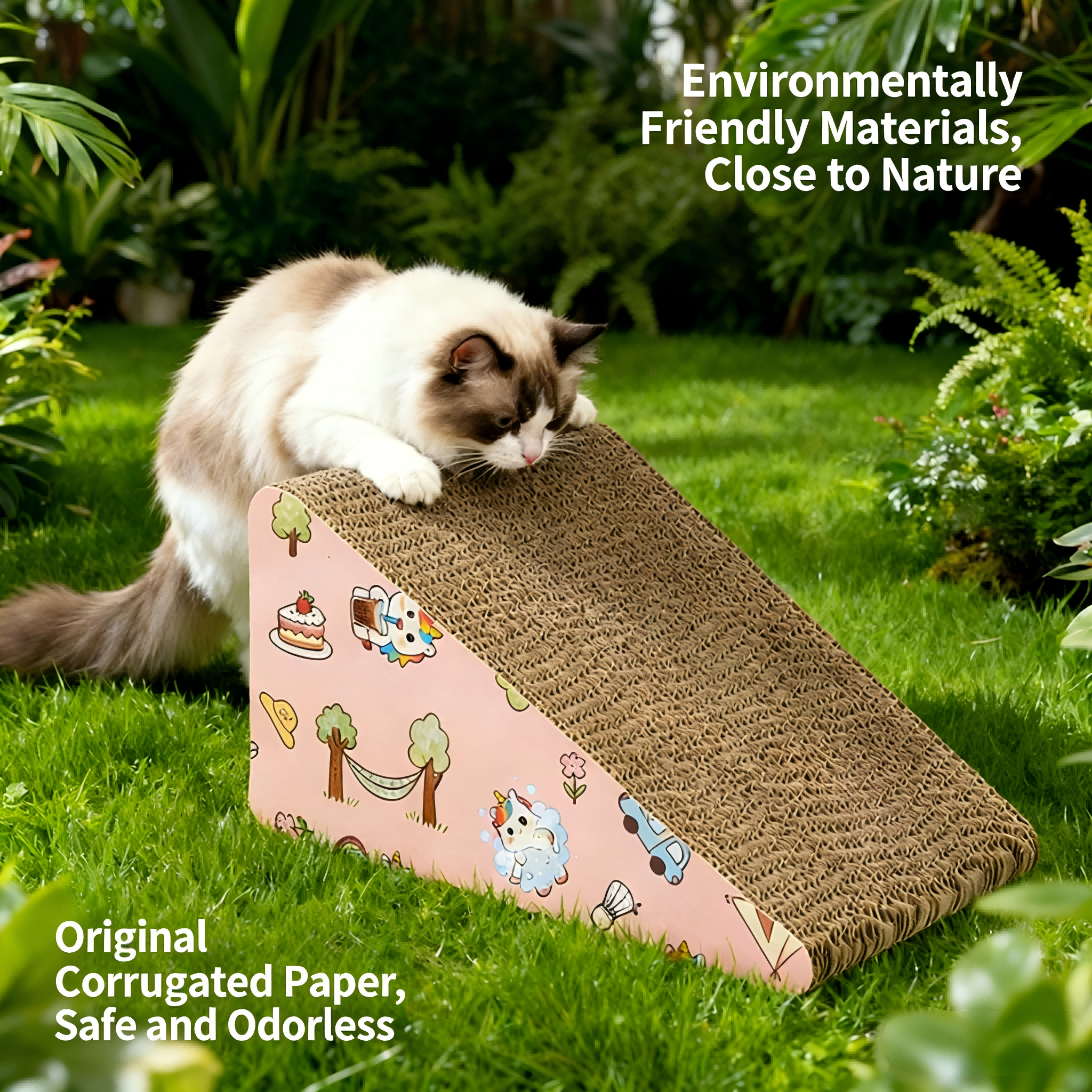 Cheese-Shaped Corrugated Cardboard Cat Scratcher Ramp
