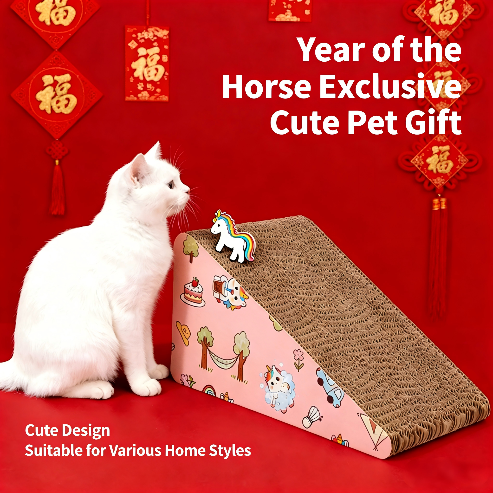 Cheese-Shaped Corrugated Cardboard Cat Scratcher Ramp