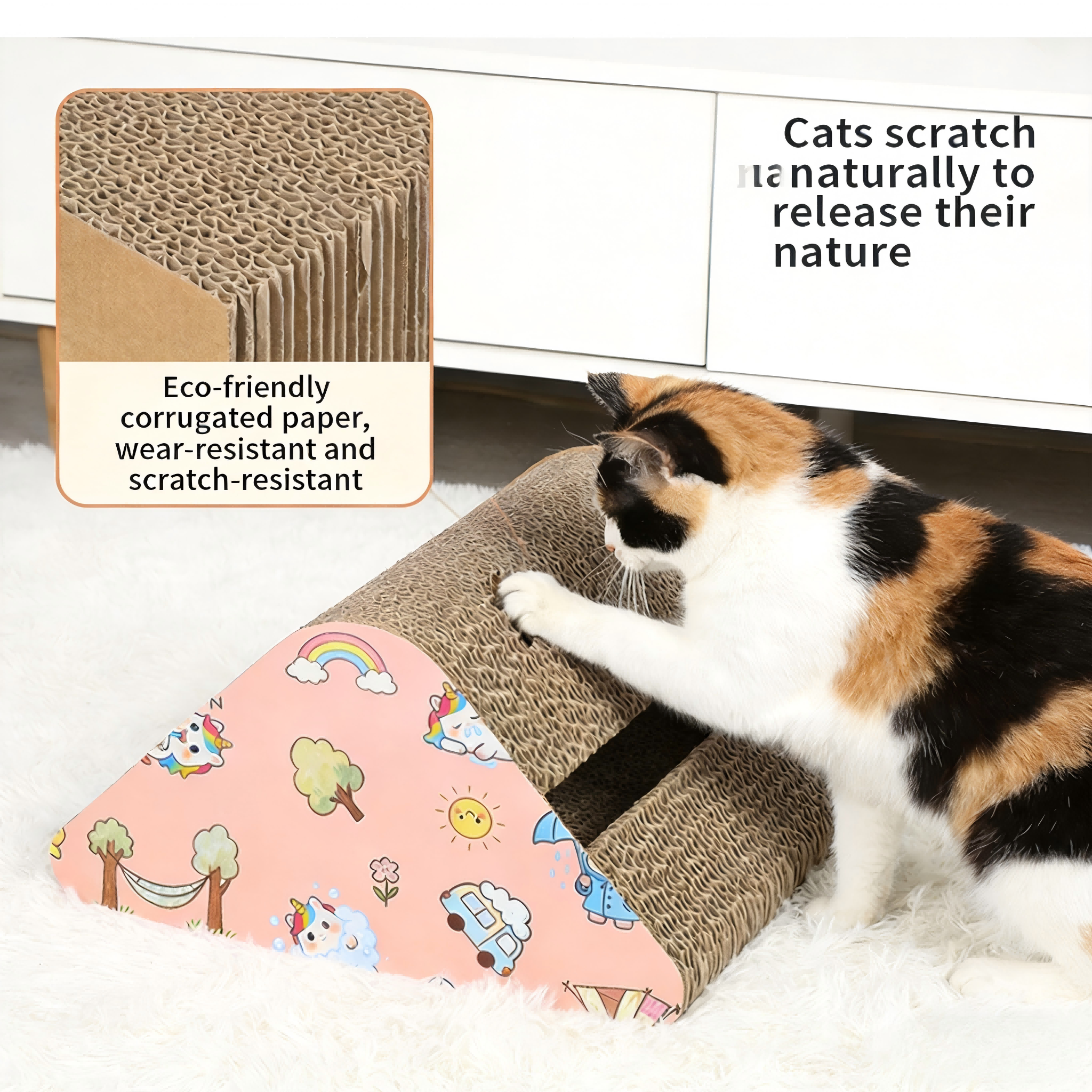 Triangle Bell Corrugated Cardboard Cat Scratcher