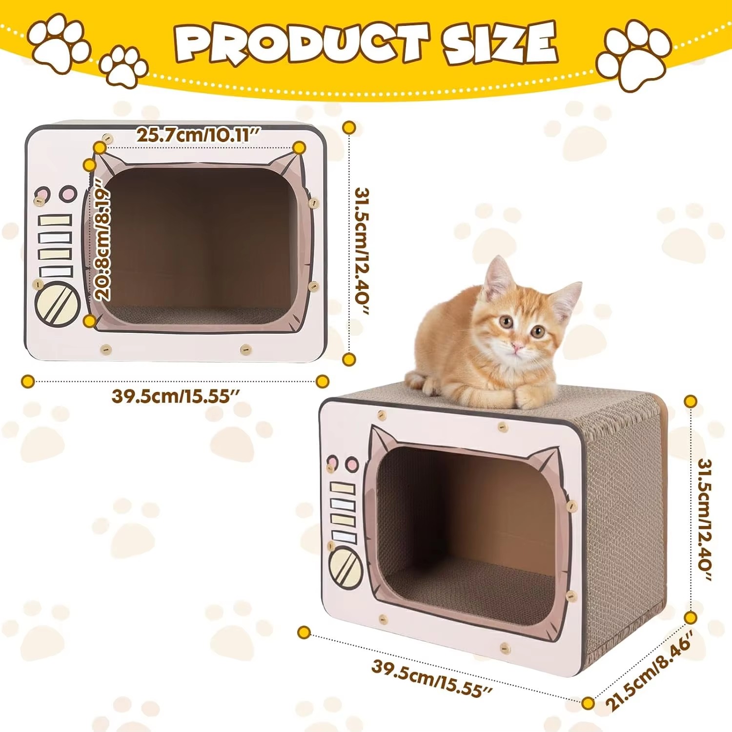 Cute Retro Pink TV Cat Scratcher House