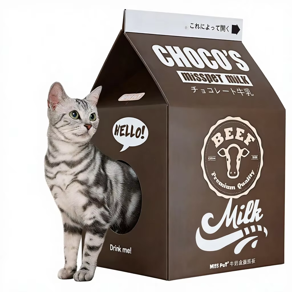 Chocolate Milk Carton Cat Scratcher House