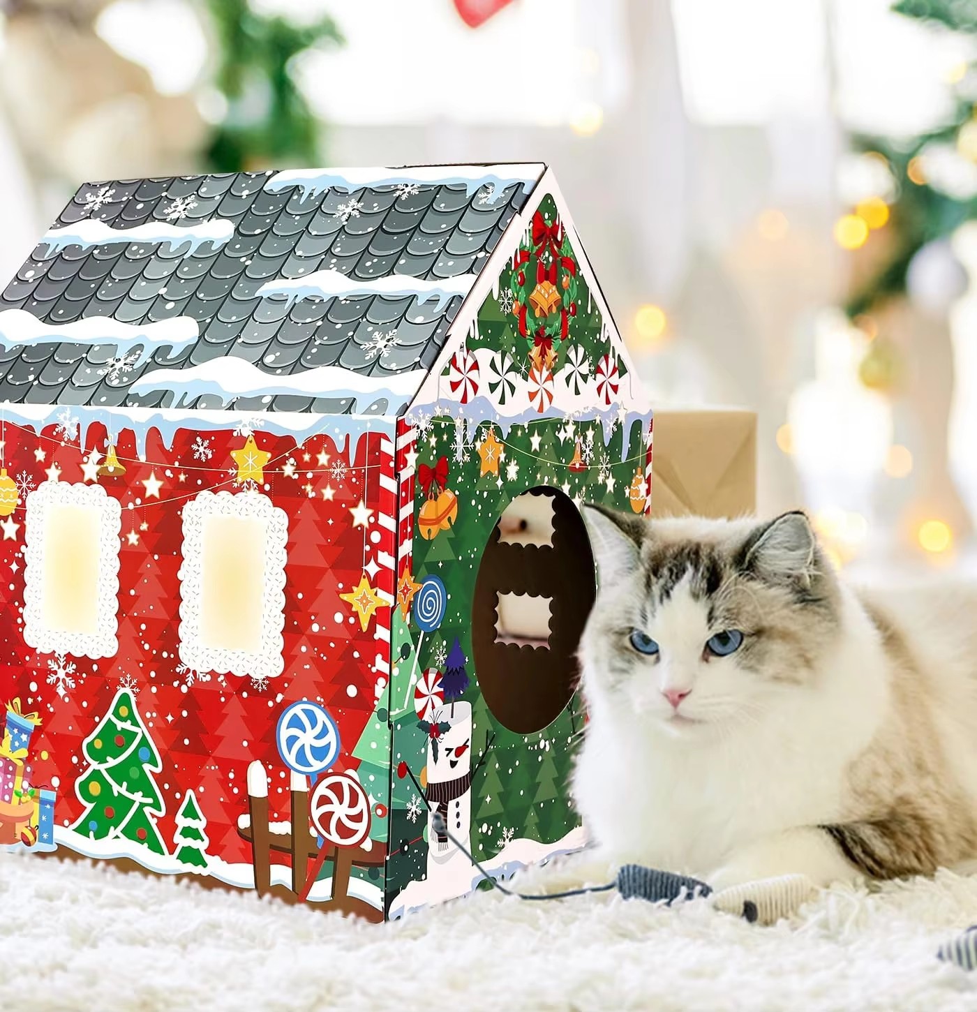 Christmas Gingerbread Cat House