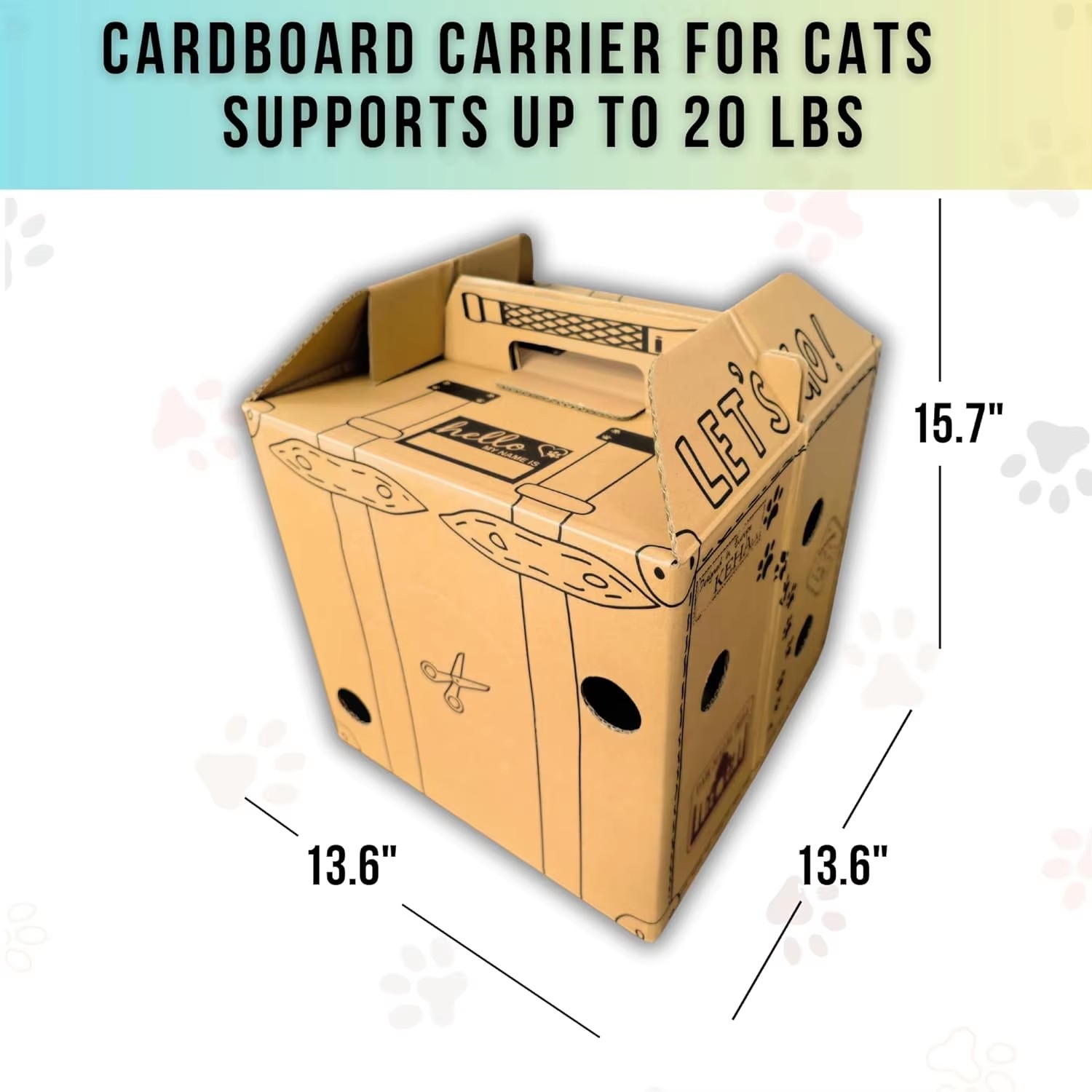Rustic Cardboard Cat Carrier & House