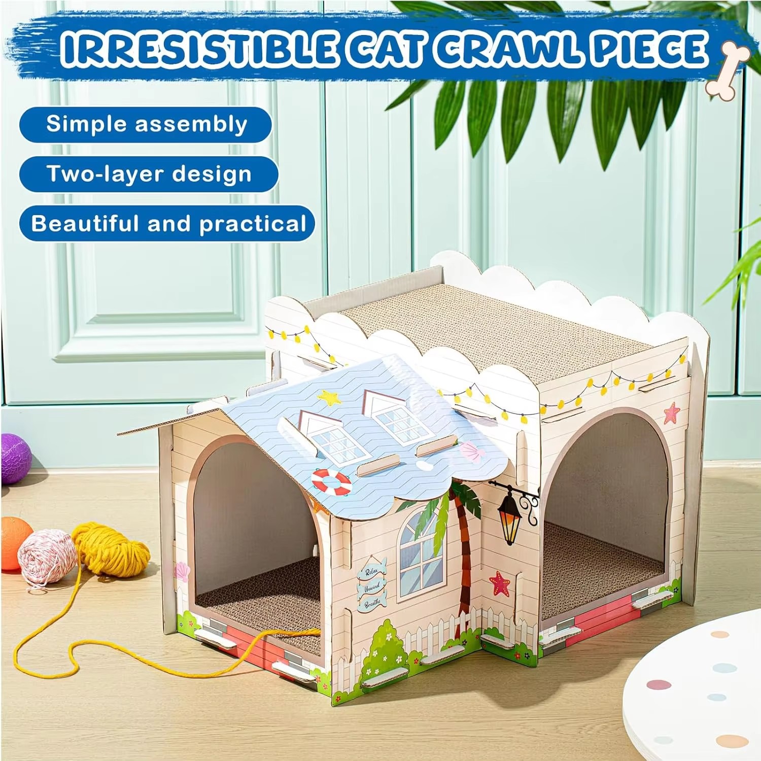 Seaside Villa Cat Hideaway & Scratcher Seaside Villa Cat Hideaway & Scratcher