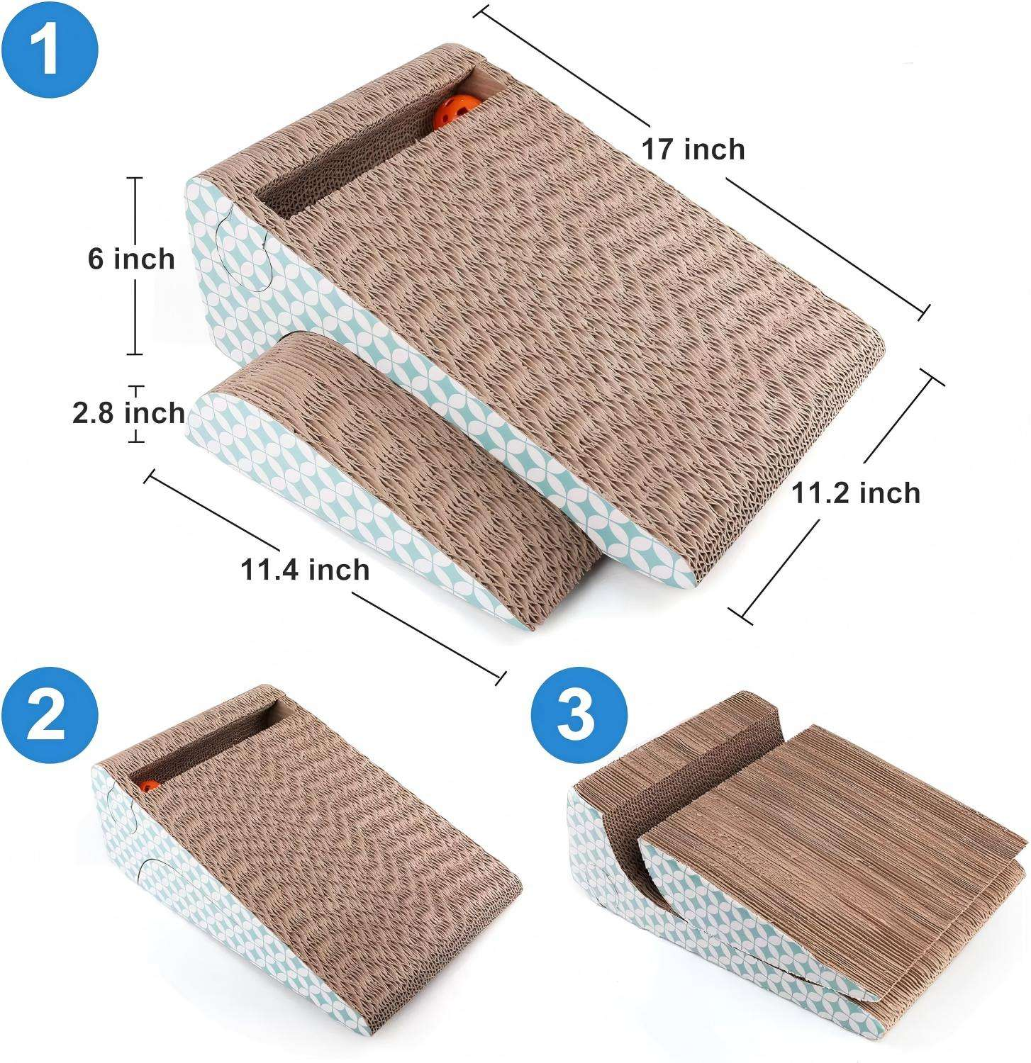 2-Step Incline Cat Scratcher with Toy Ball