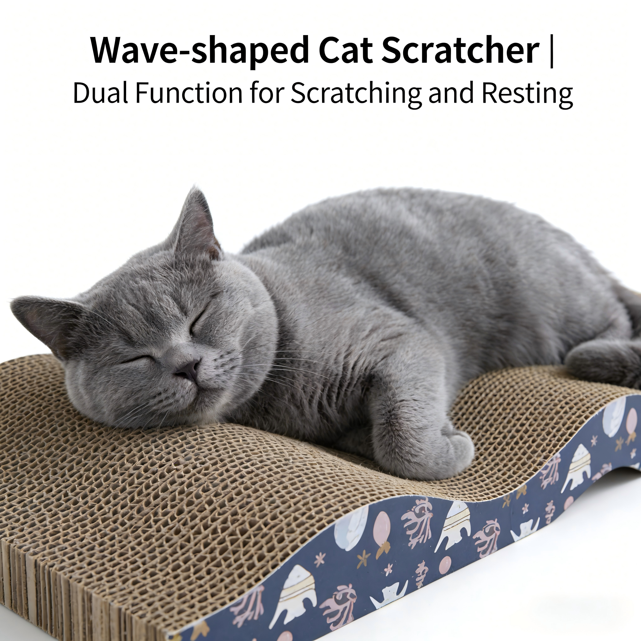 Dual-Use Big Wavy Cat Scratching Pad & Bed