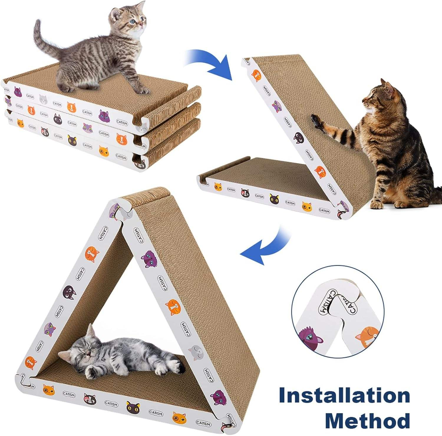 Foldable Triangle Cat Scratcher House