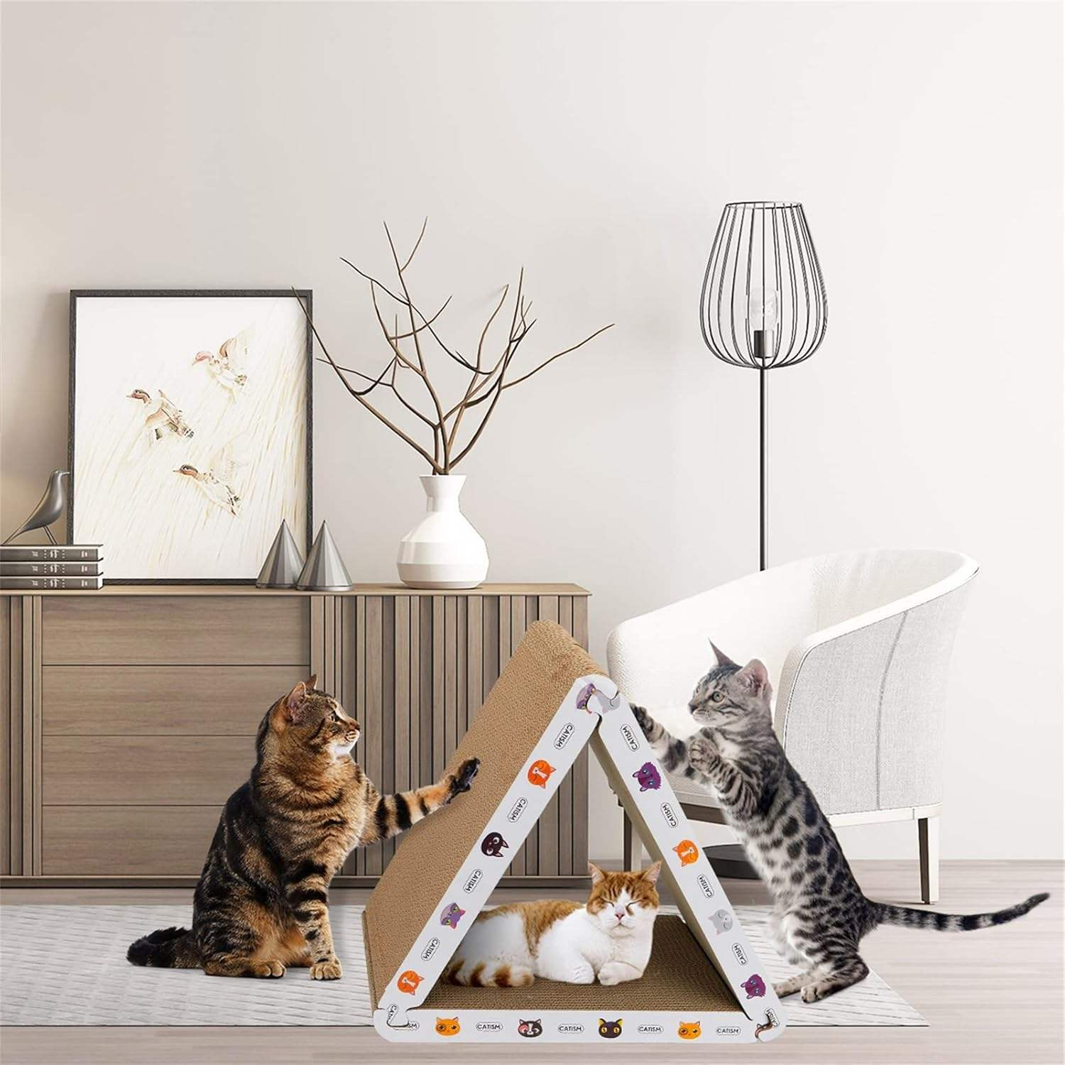 Foldable Triangle Cat Scratcher House