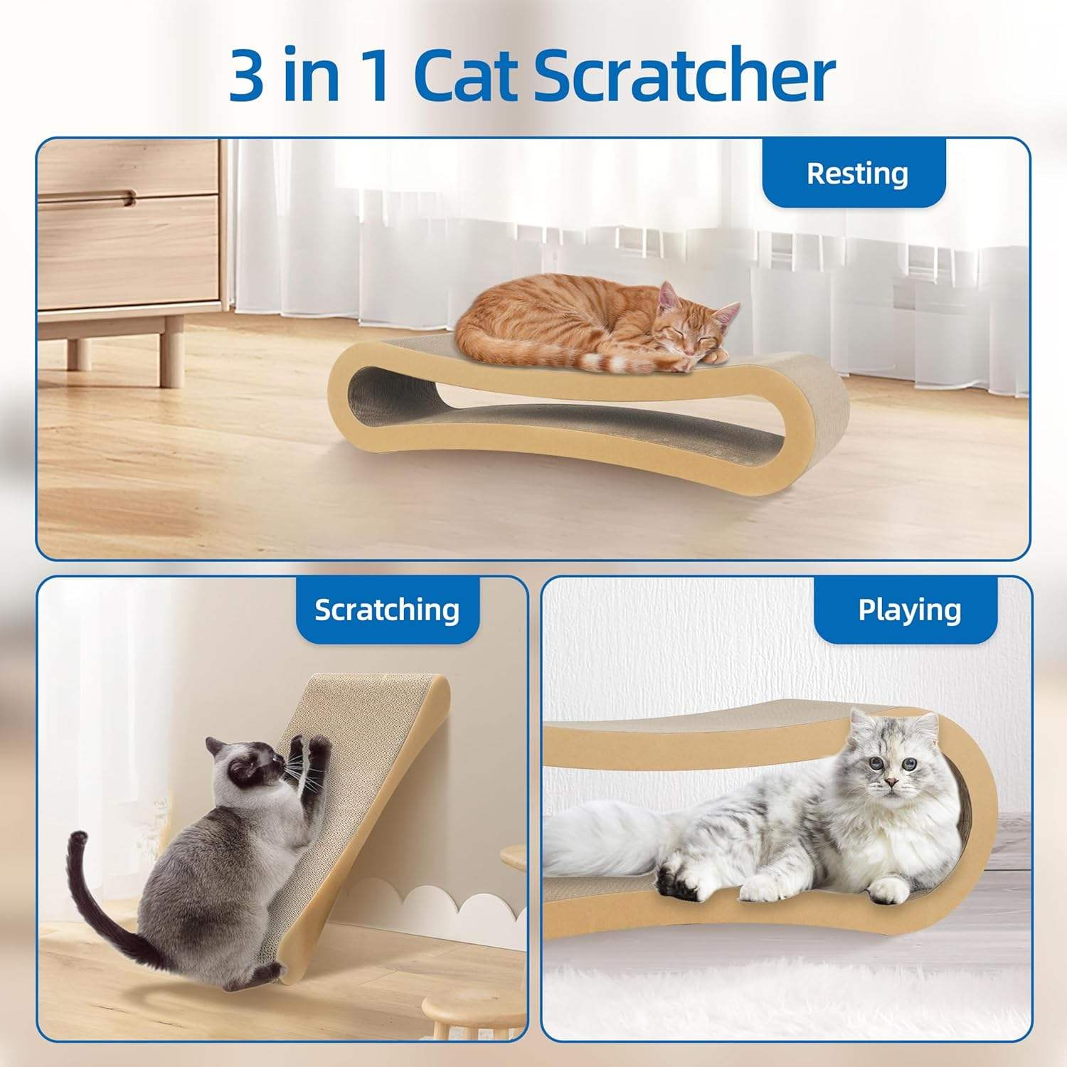 3-Tier Wave Cat Scratcher Tower