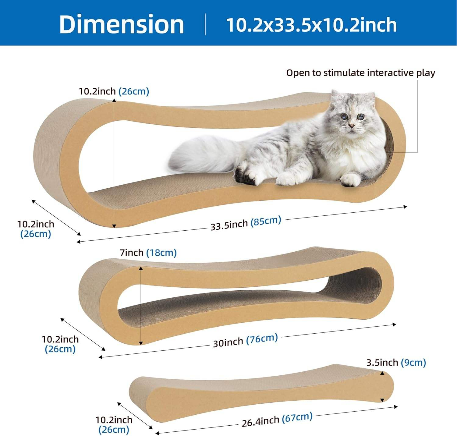 3-Tier Wave Cat Scratcher Tower