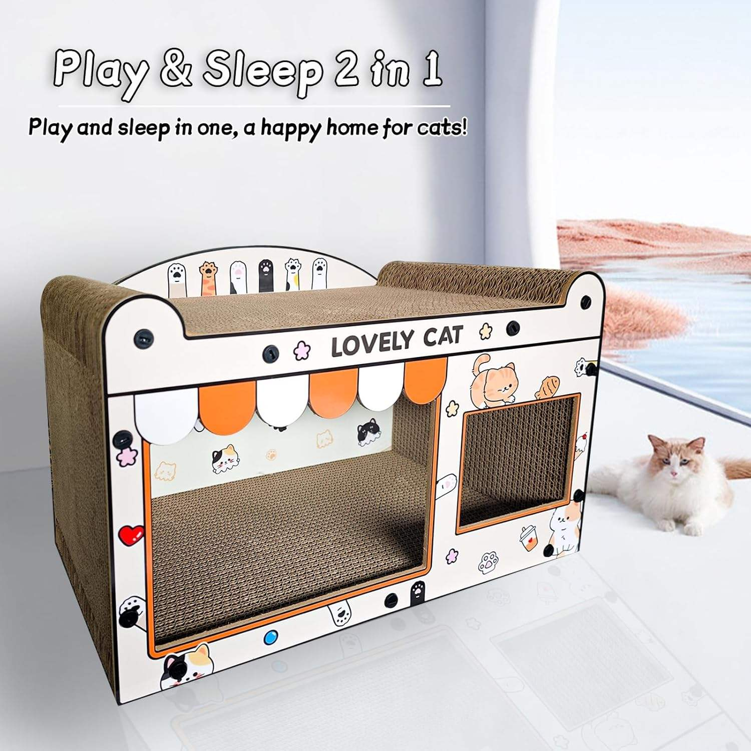 Double Room Cat Villa Scratcher