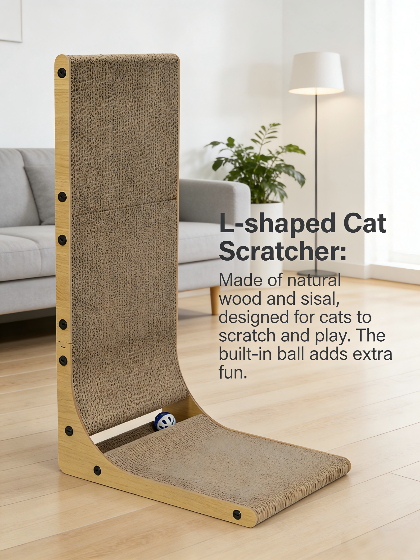 L-Shaped Wooden Frame Vertical Cat Scratcher Lounge L-Shaped Wooden Frame Vertical Cat Scratcher Lounge